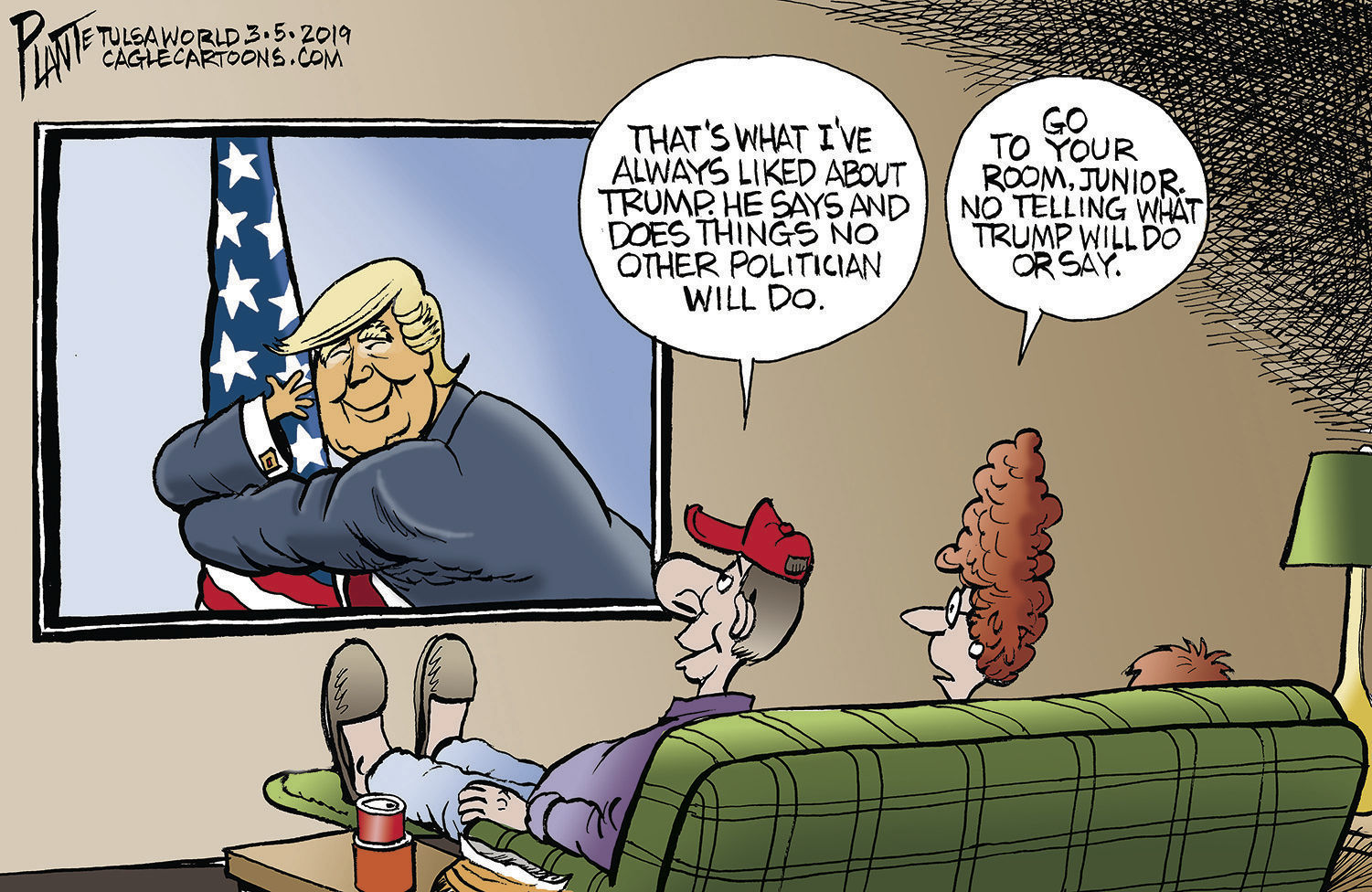 Bruce Plante Cartoon: Trump says whatever